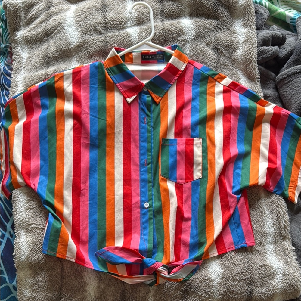 SHEIN Orange and Pink Crop Top Vibrant Style